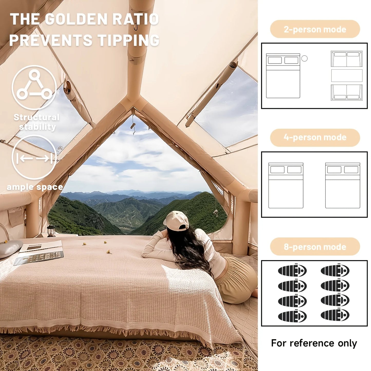 Inflatable Camping Tent With Skylight And Breathable Mesh Design