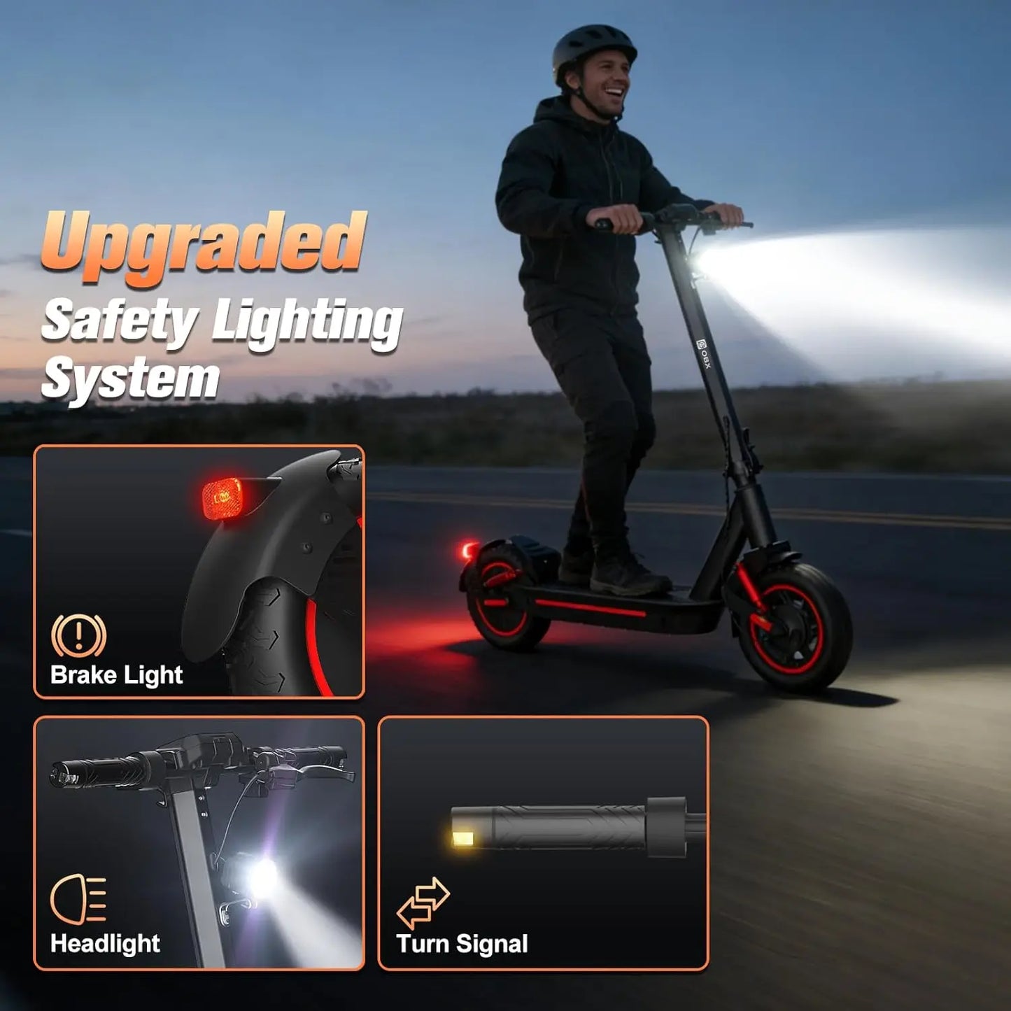 OBX 1200W Off Road Electric Scooter With Foldable Dual Suspension