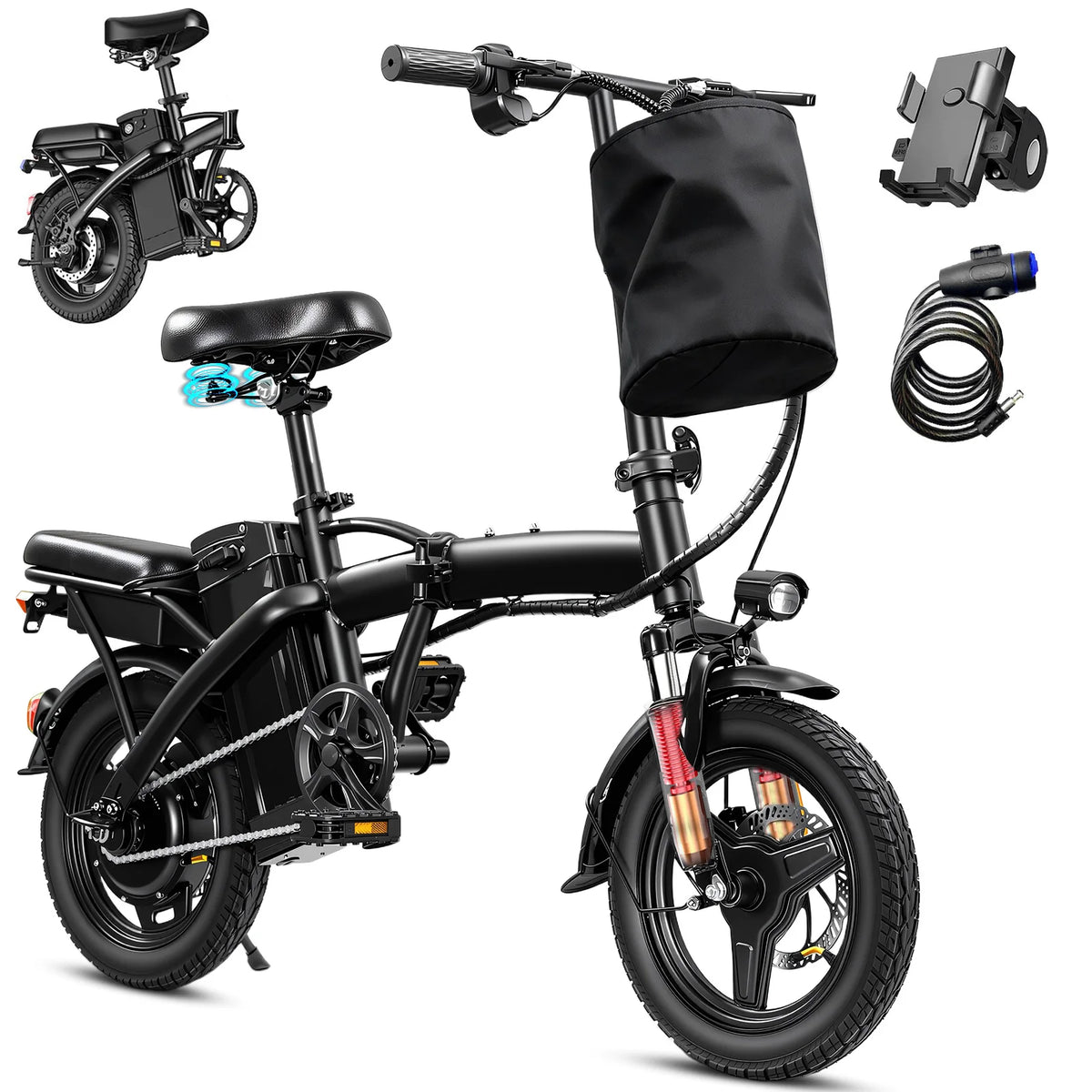 Terrosor Folding Electric Commuter Bike With Detachable Battery
