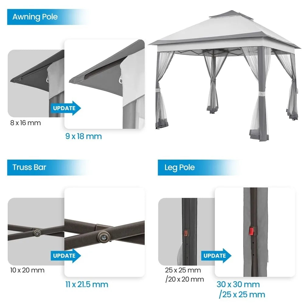 Pop Up Gazebo Canopy Instant Sun Shade Tent With Sandbags