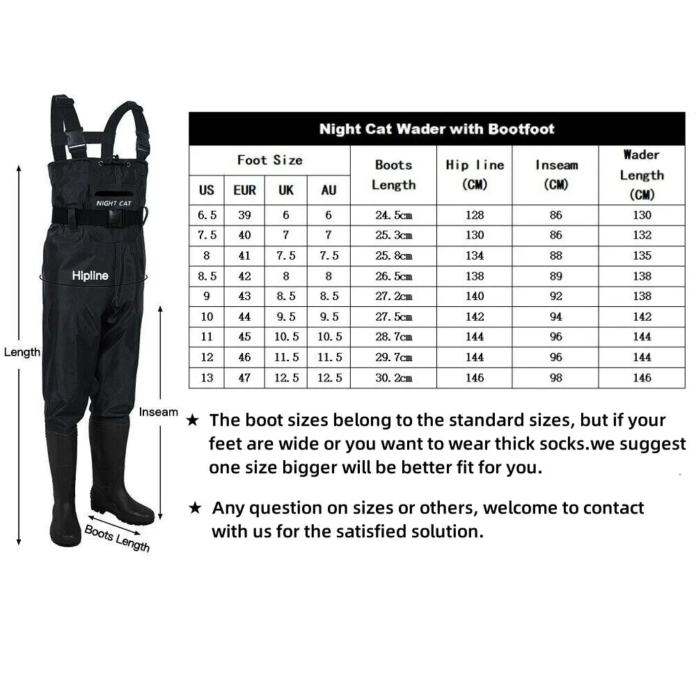 Night Cat Waterproof Fishing Chest Waders With Bootfoot