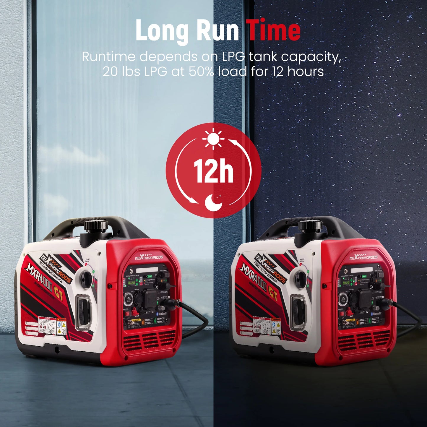 Maxpeedingrods 4KW Dual Fuel Inverter Generator LPG Gas Bluetooth
