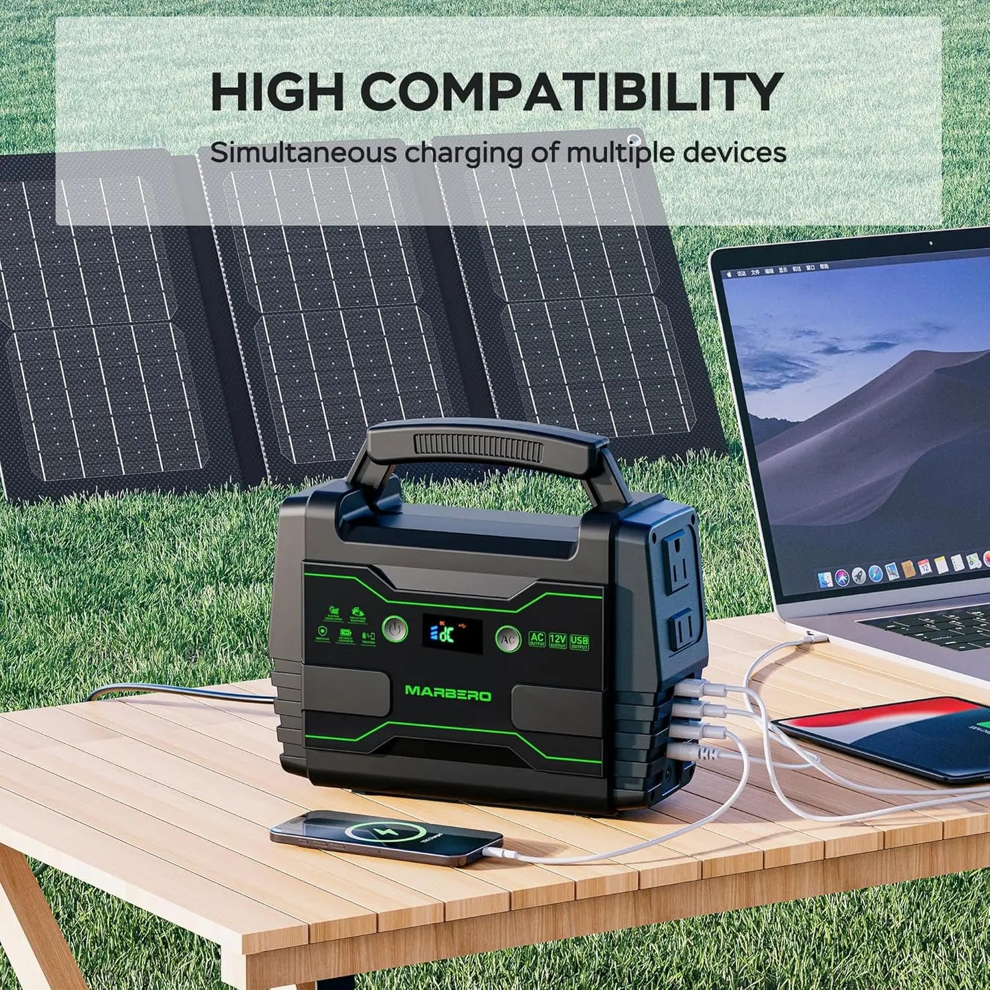 Portable 155Wh Solar Generator With 30W Panel USB QC3 2ACOutlets