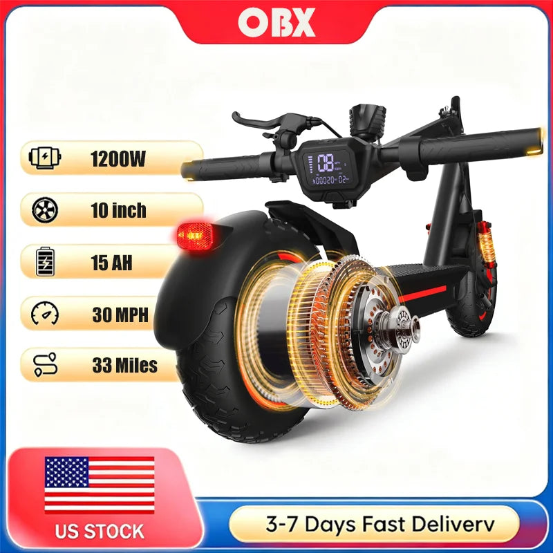 OBX 1200W Off Road Electric Scooter With Foldable Dual Suspension
