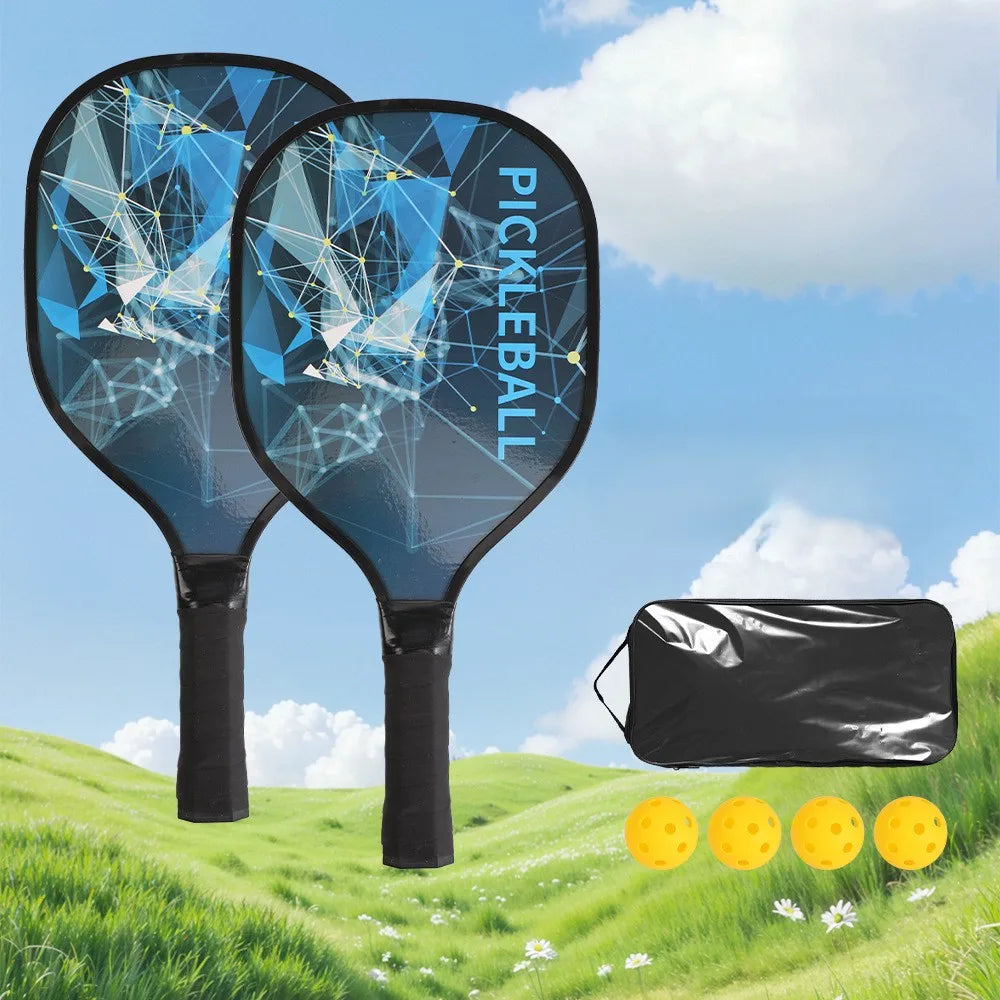 Pickleball Paddle Set With Two Rackets And Four Pickleballs
