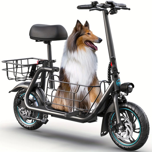 Gyroor Foldable Electric Scooter With Pet Basket And Seat
