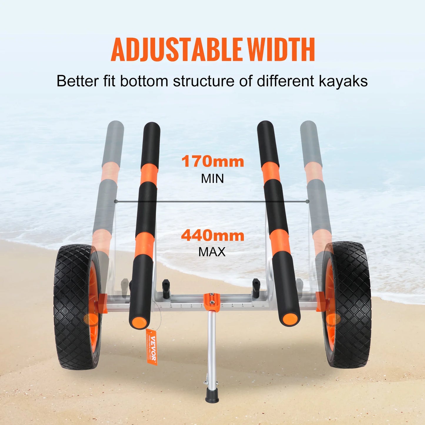 SucceBuy Kayak Cart Detachable Canoe Trolley With Solid PU Tires
