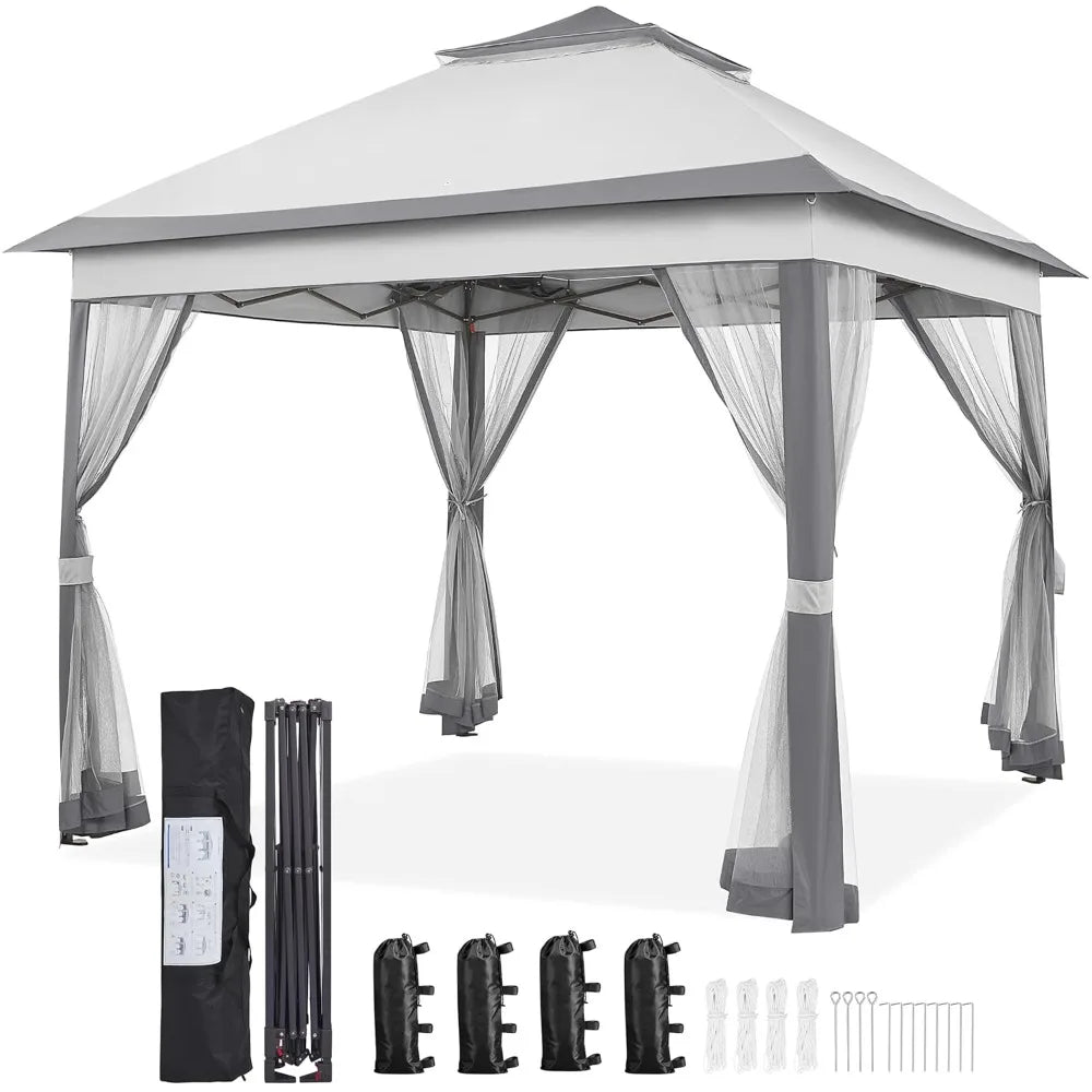 Pop Up Gazebo Canopy Instant Sun Shade Tent With Sandbags
