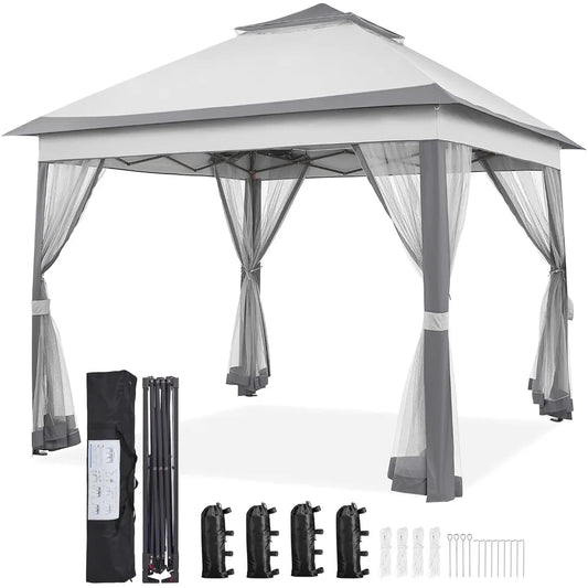 Pop Up Gazebo Canopy Instant Sun Shade Tent With Sandbags