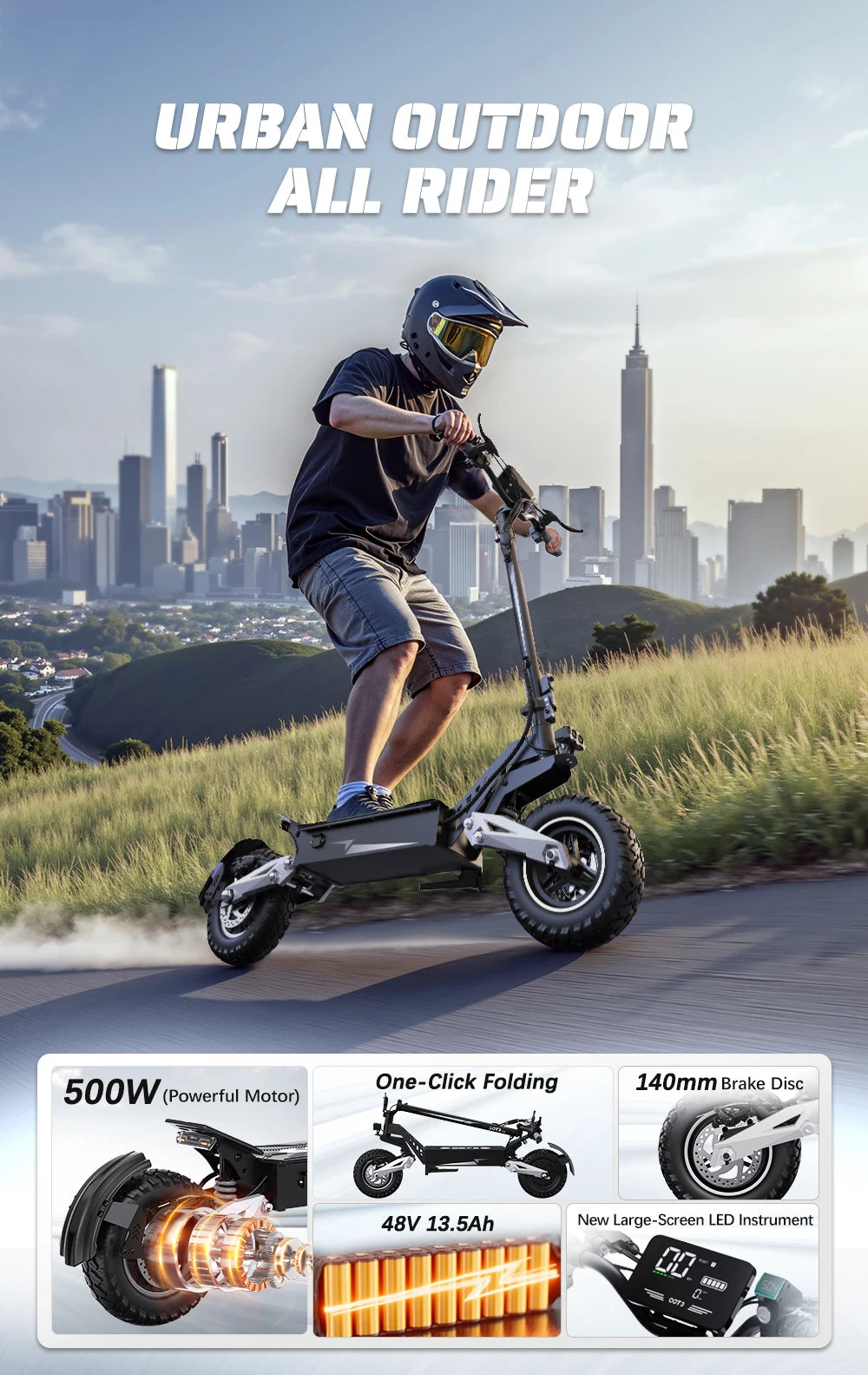 OOTD T10 Foldable Electric Scooter 900W Motor 60Km Range