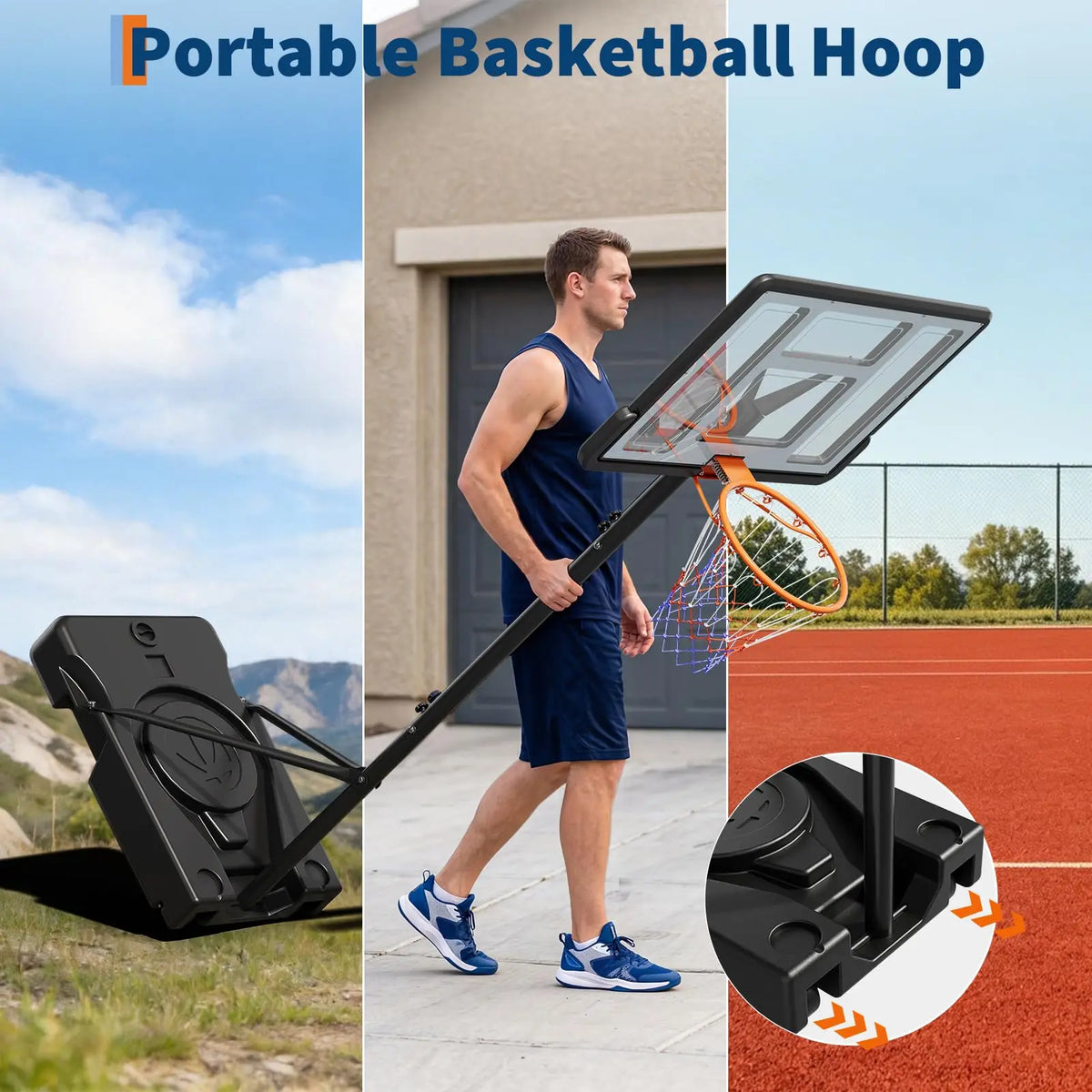 HiMISS Portable Adjustable Basketball Hoop With Wheels for Outdoor Play