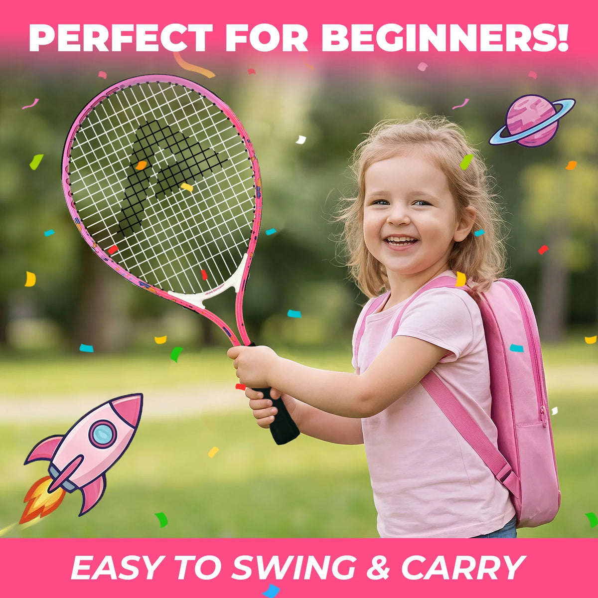 AMA SPORT Pre-Strung Lightweight Junior Tennis Racket With Bag