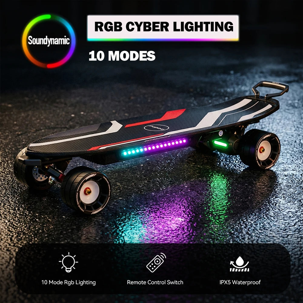 Maxfind Cyber Mini X Belt-Driven Portable Electric Skateboard RGB Lights