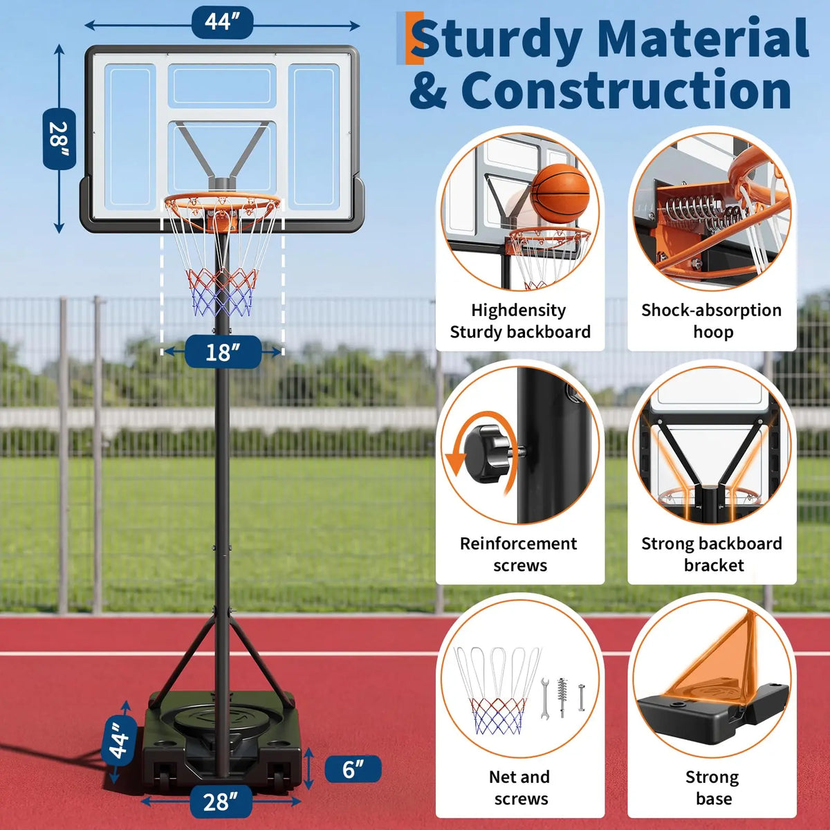 HiMISS Portable Adjustable Basketball Hoop With Wheels for Outdoor Play