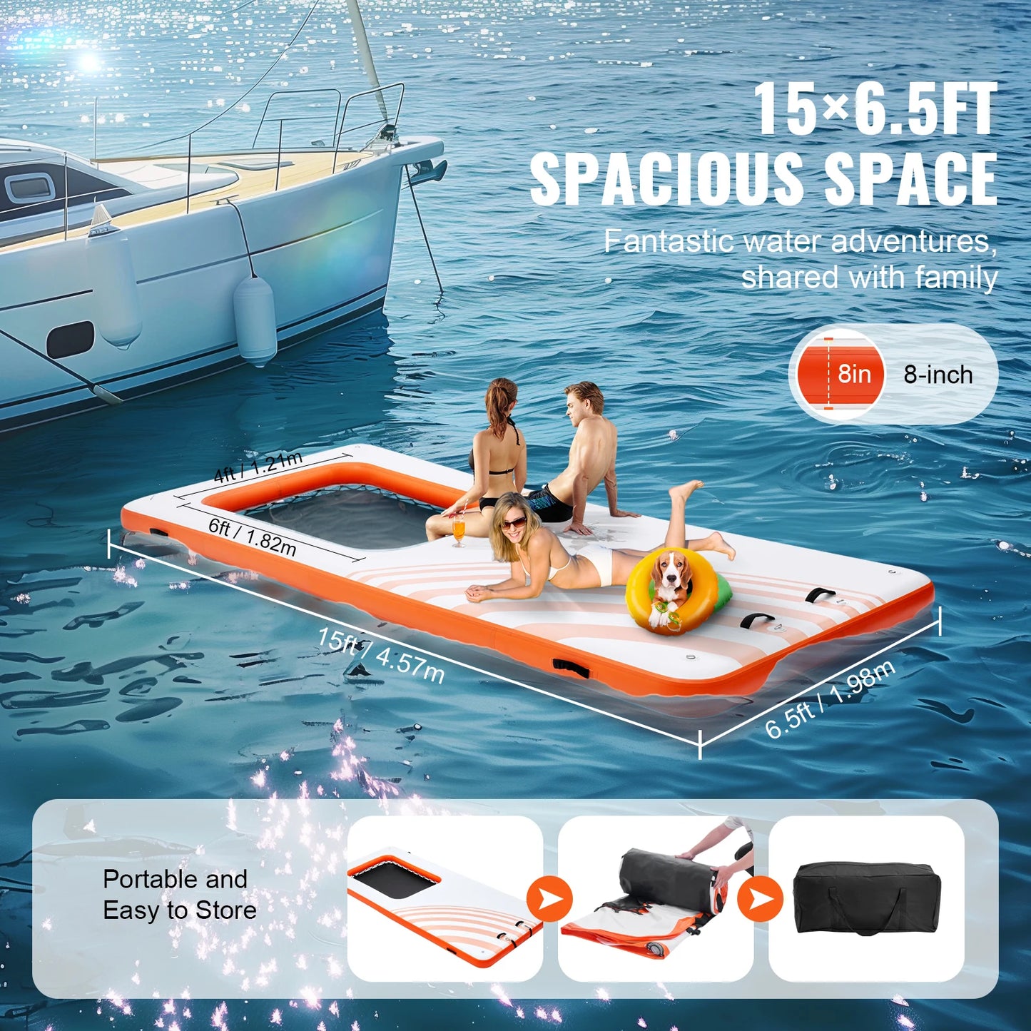 SucceBuy Inflatable Floating Dock Platform Non-Slip Water Mat