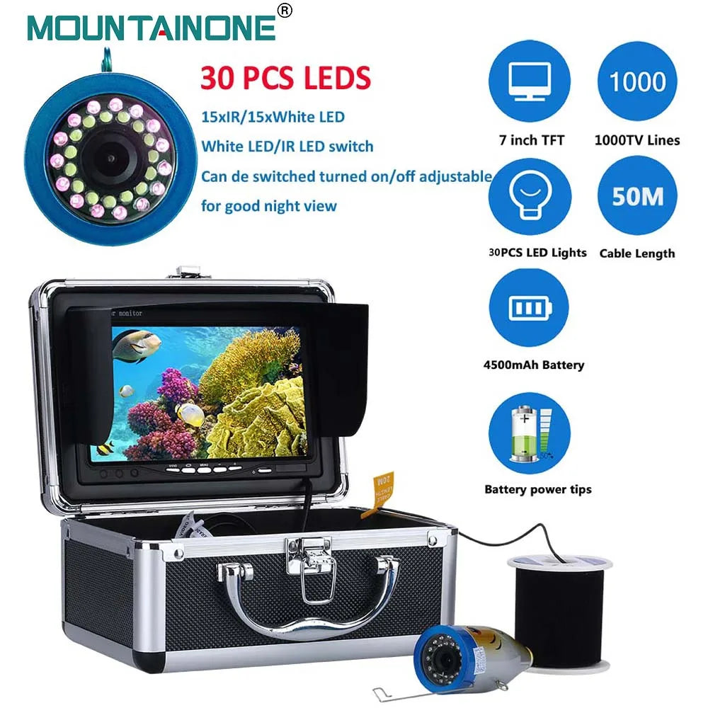 Mountainone Underwater Fishing Camera With Long Cable And LEDs