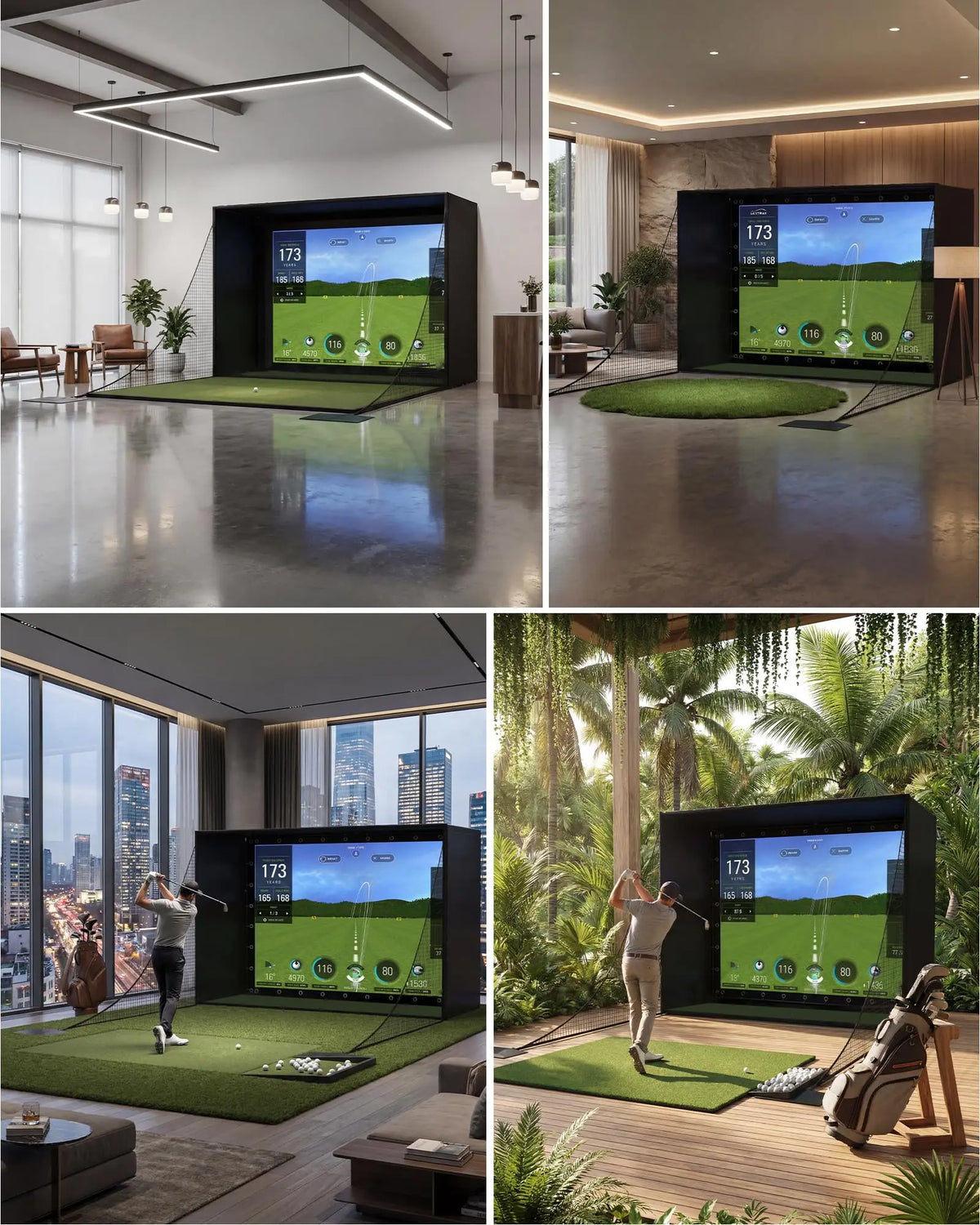 Golf Simulator Enclosure Package With Impact Screen And Safety Netting