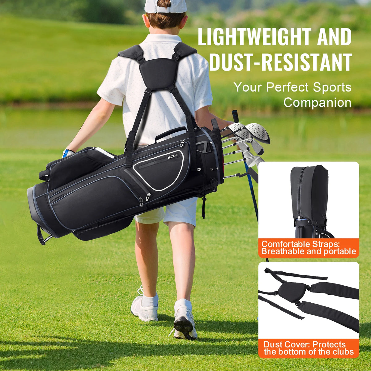 SucceBuy Golf Cart Bag With Organizer Divider Pockets Dust Cover