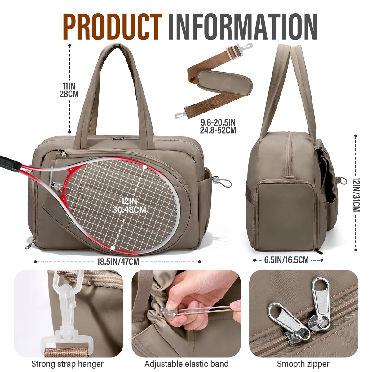 Tennis Backpack With Shoe Compartment And Dual Racket Storage