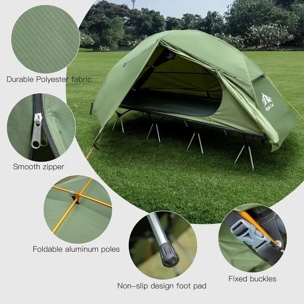 Night Cat Camping Cot Tent Waterproof Off-Ground Bed For One