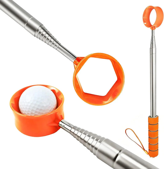 Golf Ball Retriever with Telescopic Shaft and Dual Cup Head