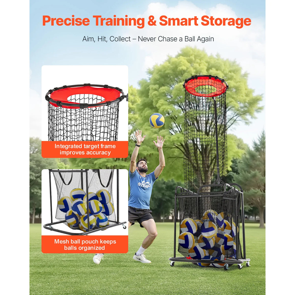 SucceBuy Adjustable Volleyball Setter Training Net With Wheels And Bag
