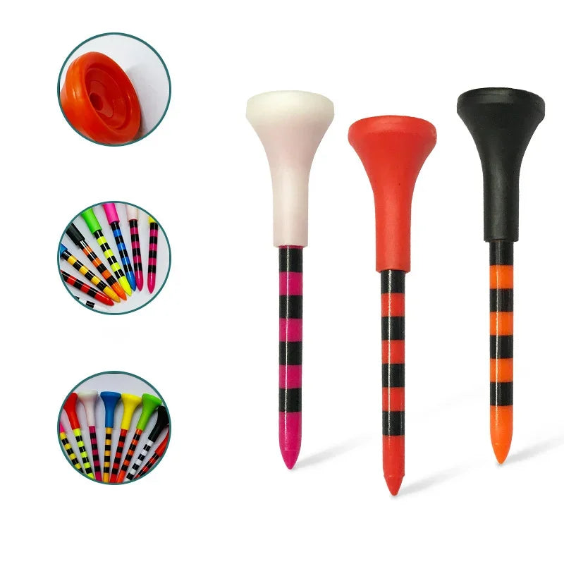 Unbreakable Golf Tees With Rubber Heads for Reduced Friction and Spin