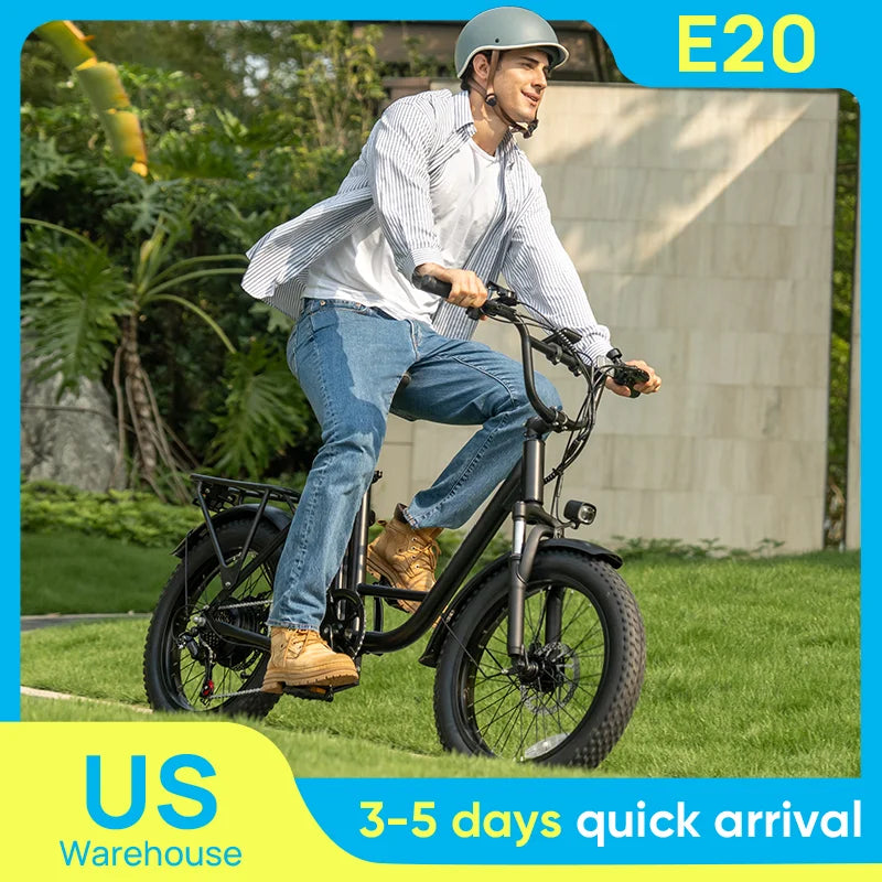 Urlife 1000W Fat Tire Electric Bike With Removable Battery