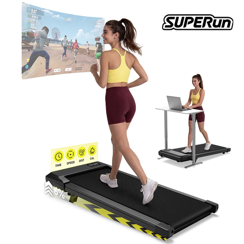 Superun Portable Under Desk Walking Pad Treadmill With LCD Display