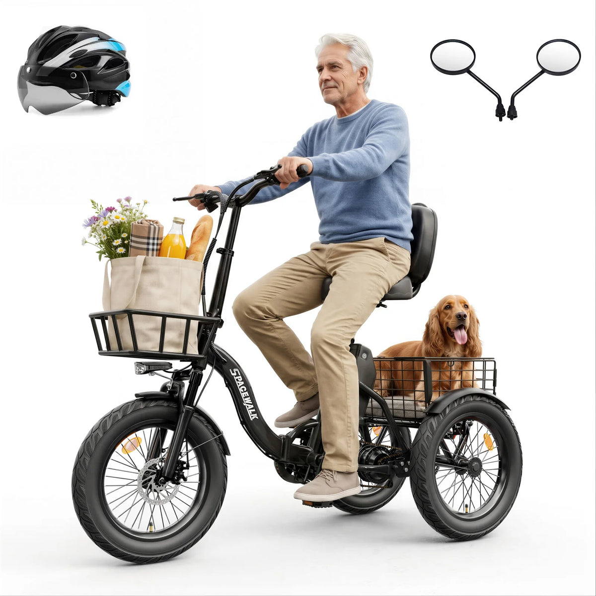 EILLEO Spacewalk Electric Tricycle for Adults with Cargo Basket