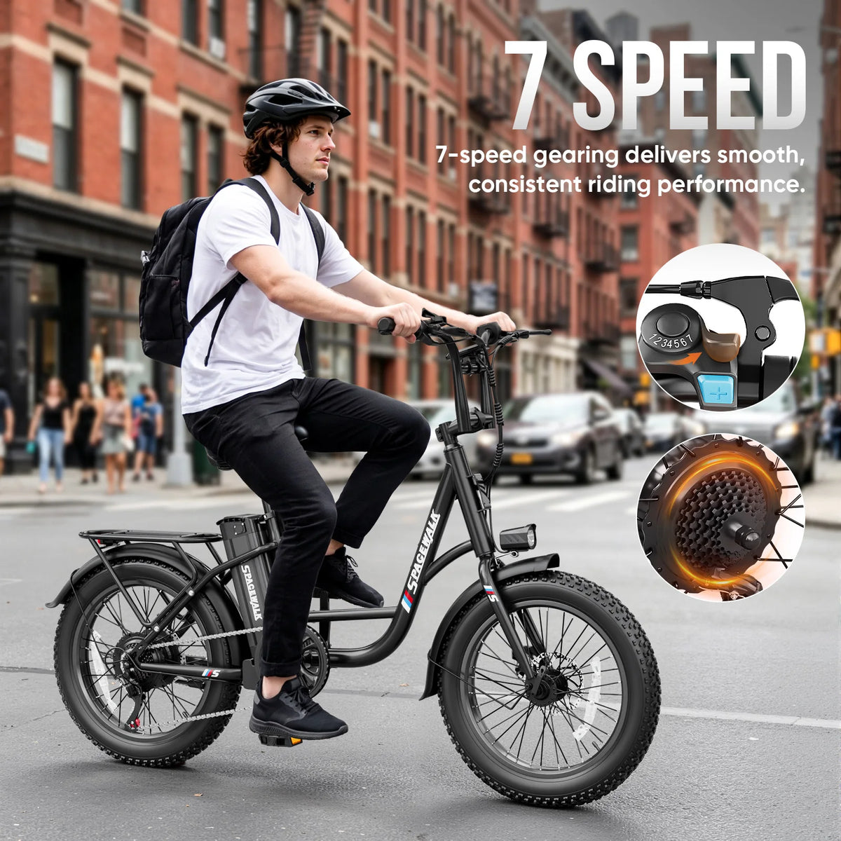 Eilleo Spacewalk Fat Tire Electric Bike With Removable Battery