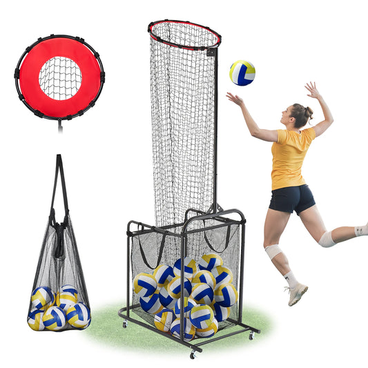 SucceBuy Adjustable Volleyball Setter Training Net With Wheels And Bag