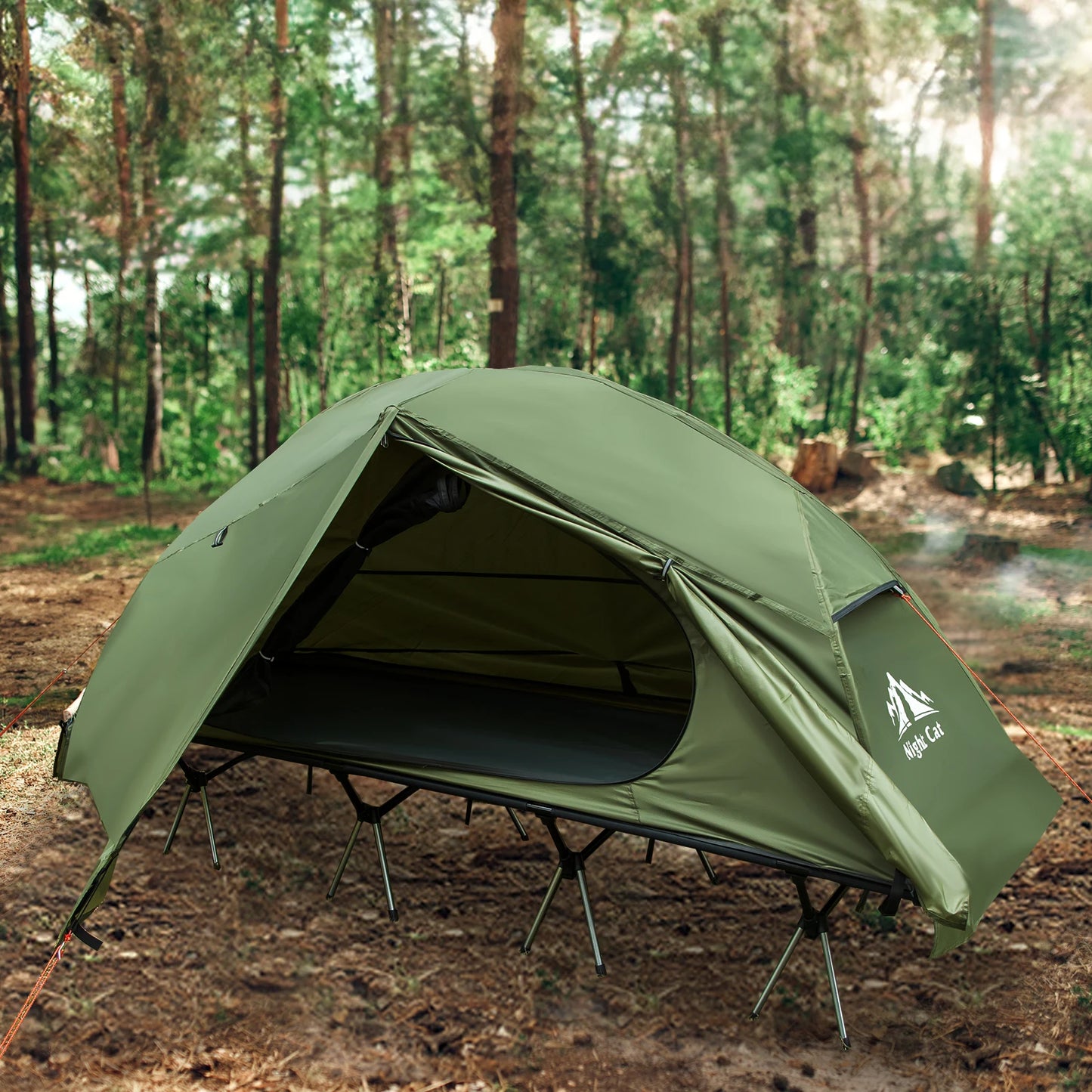 Night Cat Camping Cot Tent Waterproof Off-Ground Bed For One