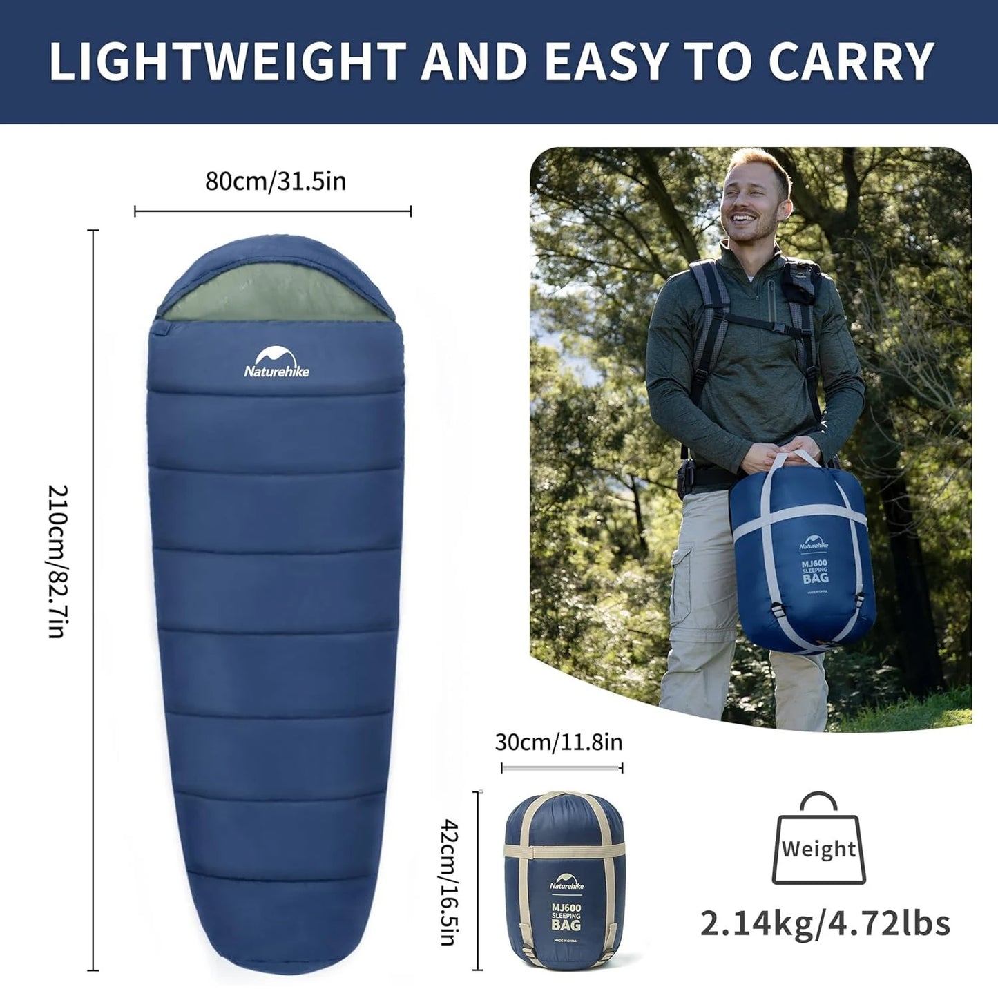 Naturehike Mummy Sleeping Bag MJ300 MJ600 Ultra Winter Warm