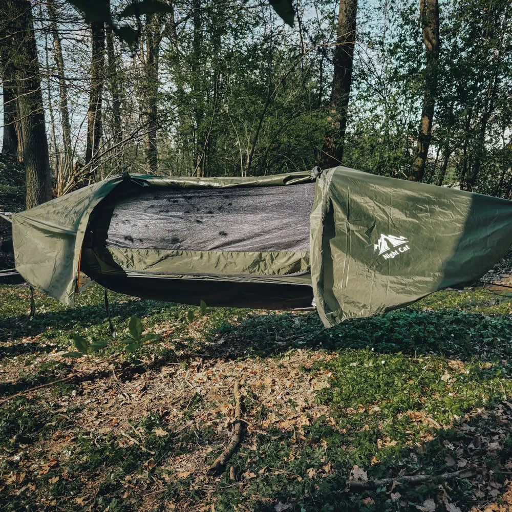 Night Cat Flat Lay Hammock Tent With Mosquito Net Rainfly