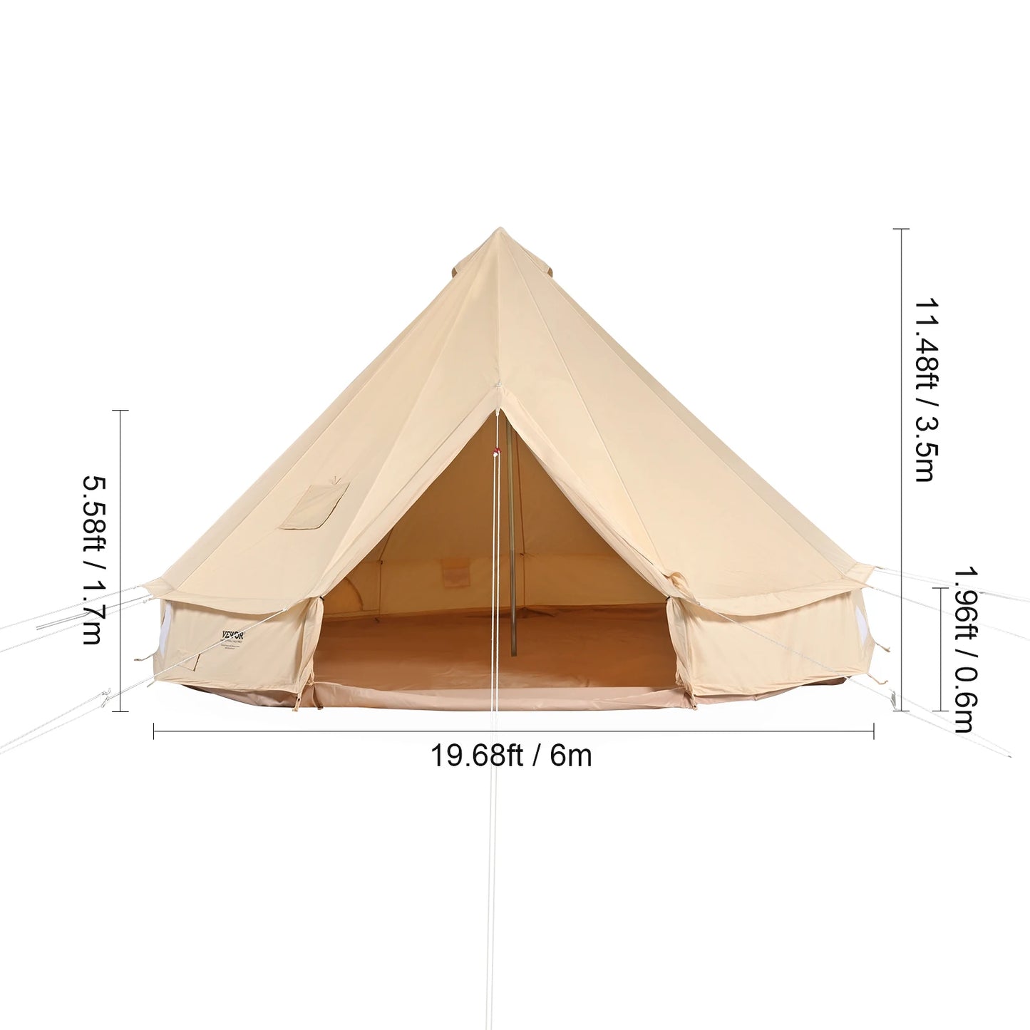 SucceBuy Canvas Bell Tent For Camping Breathable Sleeps 8 People
