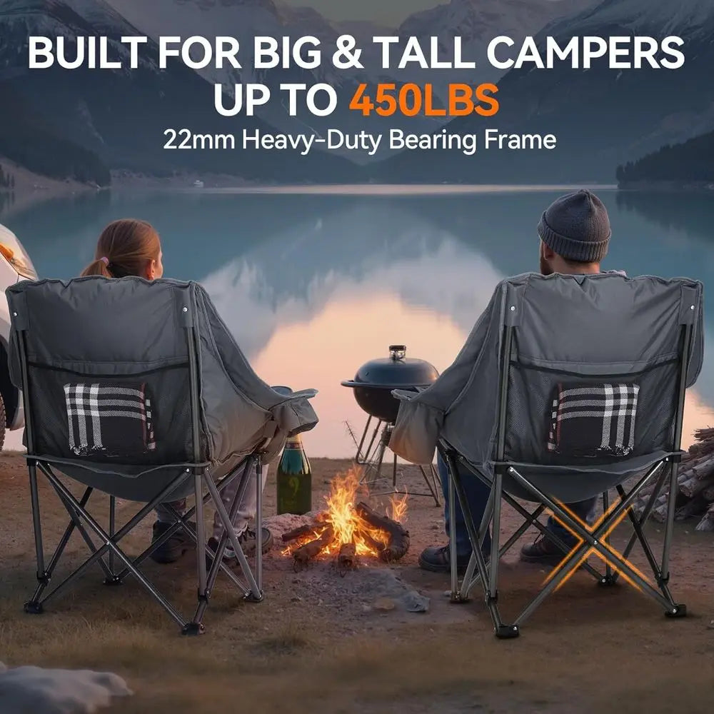 Heavy-Duty Camping Chair With Cup Holder and Cooler